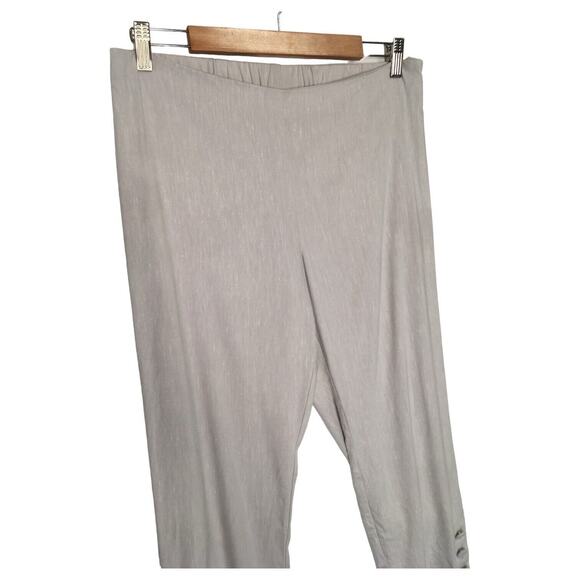 J Jill Pants Womens M Linen Stretch Capri Button Bottom Beachy Cottagecore Gray - Picture 7 of 13